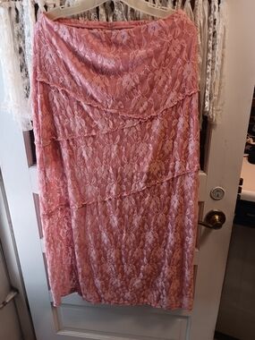 No Boundaries Pink Lace Tiered Skirt